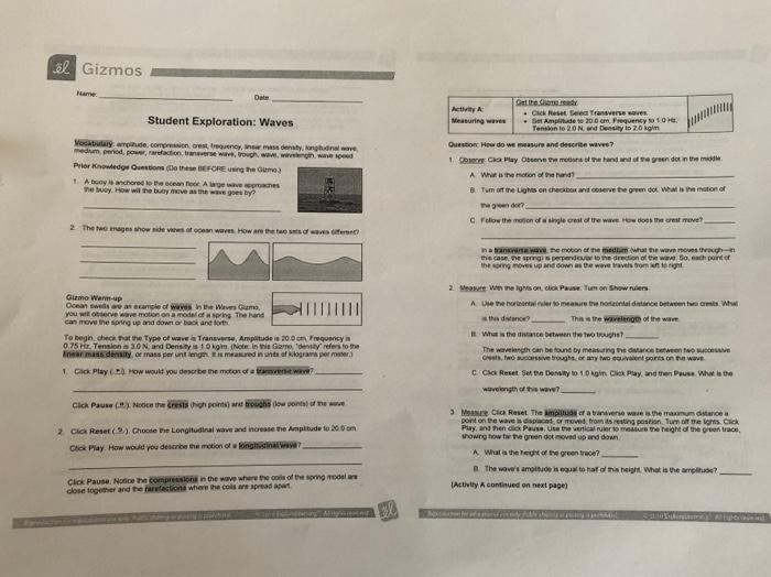 Longitudinal waves gizmo answer key