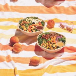 Sweetgreen peach and goat cheese salad