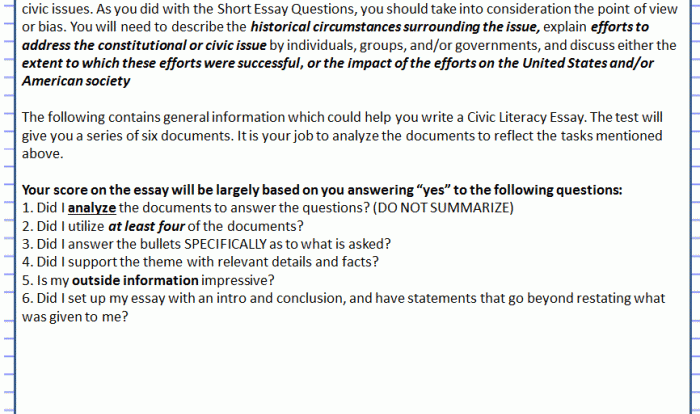 How to write a civic literacy essay