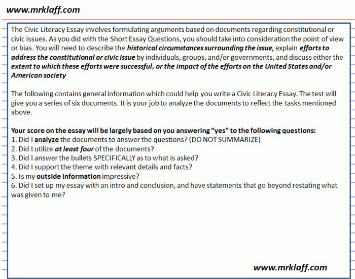 How to write a civic literacy essay