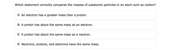 Subatomic particles masses using proportion electron proton neutron atom composed yan ewn sagot