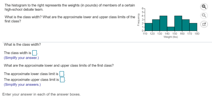 The histogram to the right represents the weights